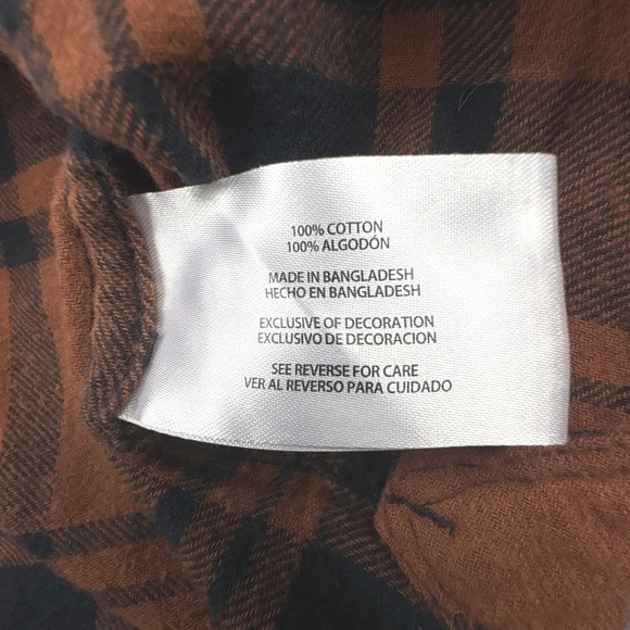GAP Plaid Flannel‎ Women XL Shirt Orange Black Long Sleeve Cabincore Rustic Cozy - Picture 8 of 12